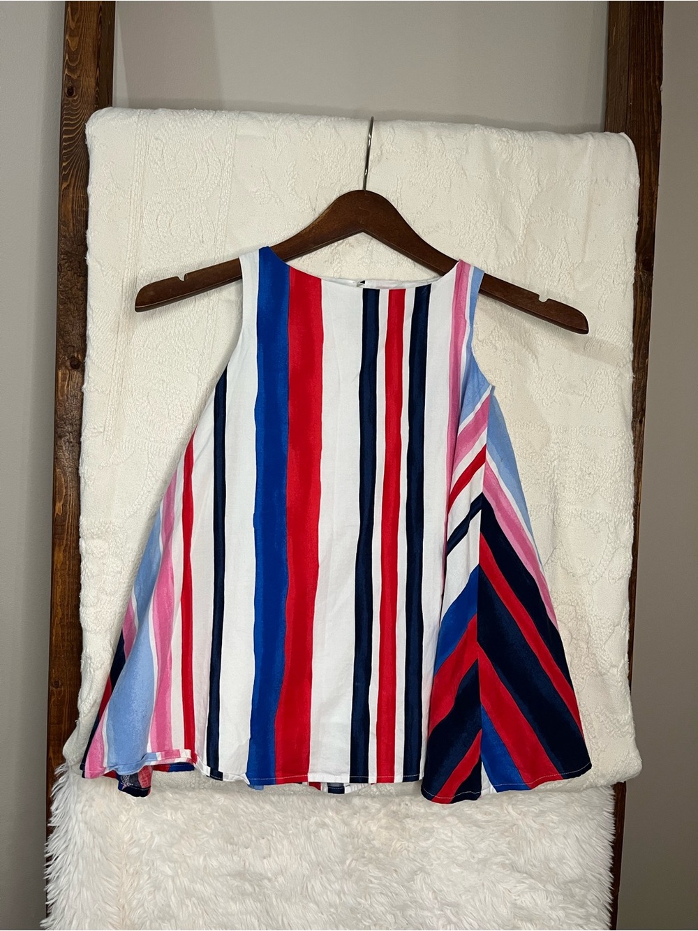 Lands' End Girls 4T Patriotic Striped Trapeze Dress